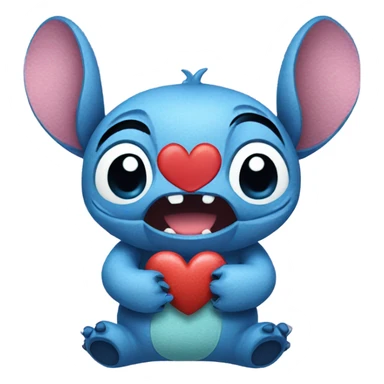 Stitch with heart sticker