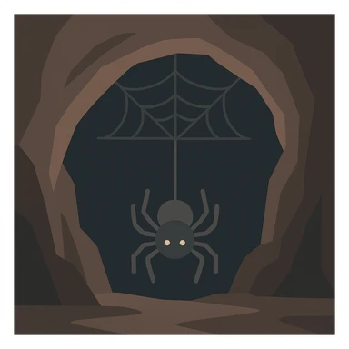 Flat design style spider in the cave sticker