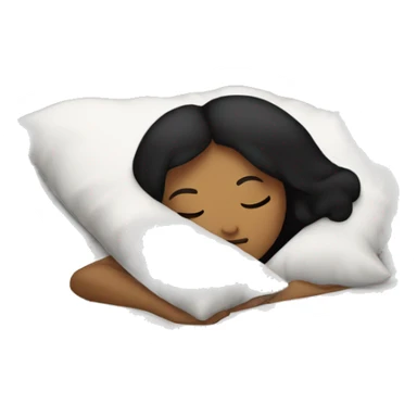 Sleeping woman with light brown skin and black hair laying on pillow in large bed with black covers sticker