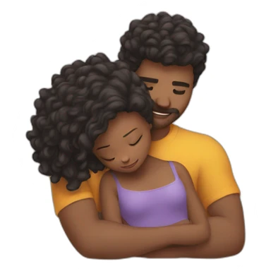 Man lobg hair hugging a girl sticker