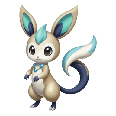 Colorful Skilled Adept Graceful Asian Painted Meloetta-Minccino-Absol-Emolga-Pachirisu-fusion-hybrid-creature (full body) sticker