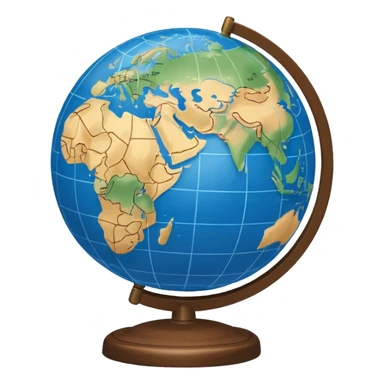 small desktop globe with latitude lines. sticker