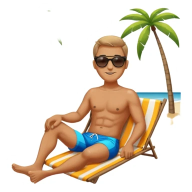 Man relaxing on beach with sunglasses and swim shorts sticker