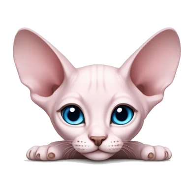 Pink sphinx kitten laying-blue eyes  sticker