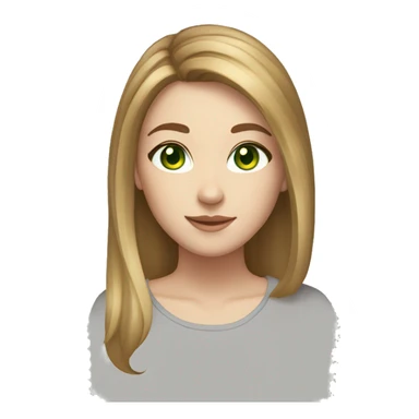 Girl white skin light brown hair flip hairstyle green eyes sticker