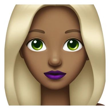 Straight short Ombré Blonde girl with Green eyes & purple lipstick sticker