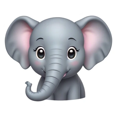 Cinematic Cute Elephant Portrait Emoji, Head tilted playfully and inquisitively, featuring a glossy gray hide with soft, rounded ears and round, sparkling eyes filled with curious wonder, Simplified yet irresistibly adorable features, highly detailed, glowing with a warm, friendly glow, high shine, affectionate and lively, stylized with a touch of gentle whimsy, bright and endearing, soft glowing outline, capturing the essence of a mischievous yet loving elephant, so playful it feels like it could lumber out of the screen into your arms! sticker