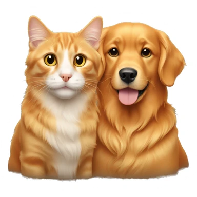 golden retriever and orange cat  sticker