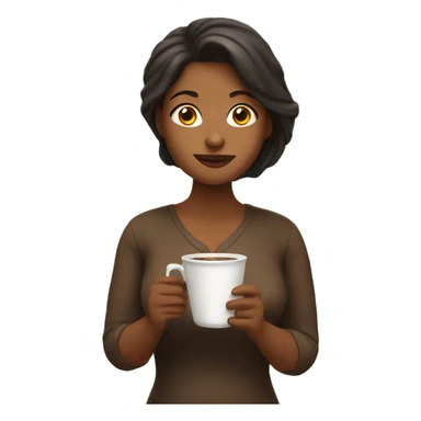 Brown woman reading the Bible while holding a cup of coffee sticker