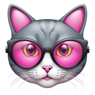 cat-eye shaped safety glasses with bright pink lenses, fashionable protection sticker