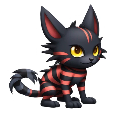 Black Anthro Cool Punk Noibat-Litten-Fakemon-fursona with fangs and stripes Full Body sticker