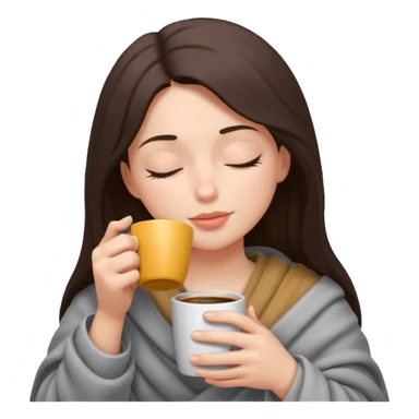 girl inside a blanket sipping coffee eyes closed sticker