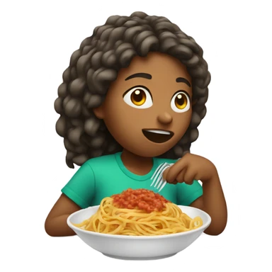 Girl eating spaghetti  sticker