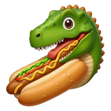 dinosaur eats hotdog sticker