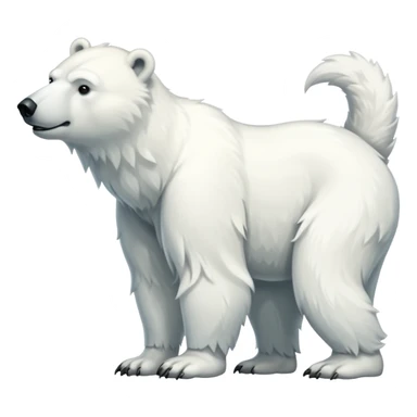 Polar bear with a wolf’s tail, fluffy neck fur, and long downward pointing tusks sticker
