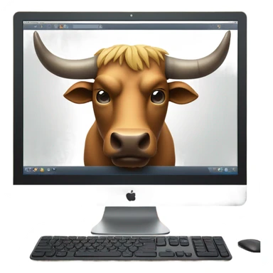 bull using computer sticker