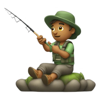 Guy fishing with a fishing Rod sticker