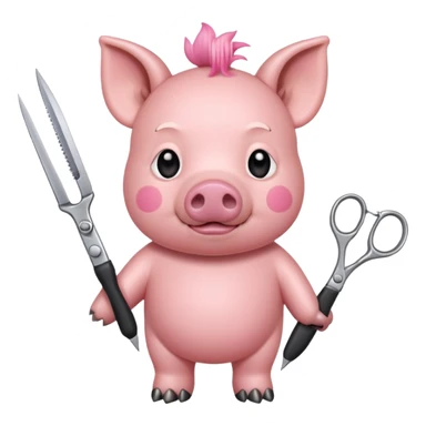 pig holding scissors sticker
