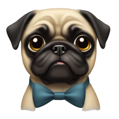 black pug with a bow tie  sticker