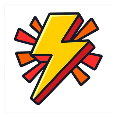 rayo, estilo cartoon vibrante, colores brillantes sticker