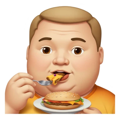 gay fat guy eating food sticker