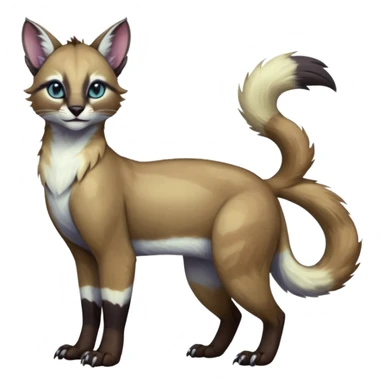Colorful dark tropical pale light fruity pastel white glorious divine exotic cute cool beautiful shiny beautiful fantasy-caracal-civet-genet-sergal-vernid-Gryphon-Cacomistle-Trico-oncilla-animal-Fakémon-hybrid-fursona (full body) sticker