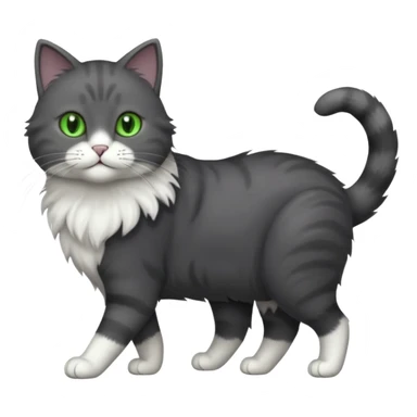 full body solid dark grey cat with green eyes, white paws and white whiskers walking sticker