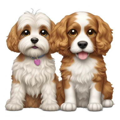 cavapoo dog next to calico cat sticker