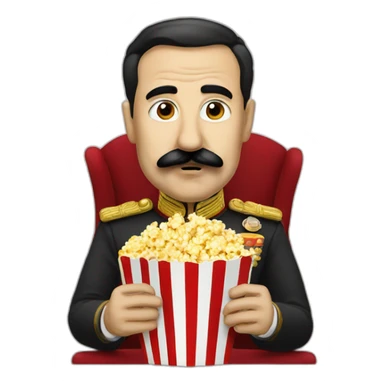 dictator with squared mustache eating popcorn sticker