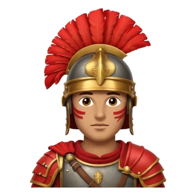 roman soldier head, detailed roman helmet with red plume sticker
