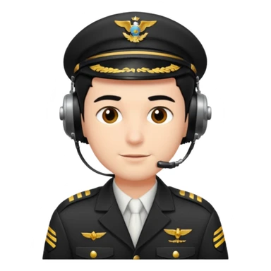 A male pilot with fair skin and short black hair sticker