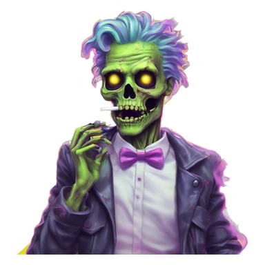 .Zombie_ Smoking Vaporwave black holographic oilslick zombie unicorn yellow caution tape  sticker