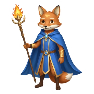 full body fox fire wizard blue cape sticker