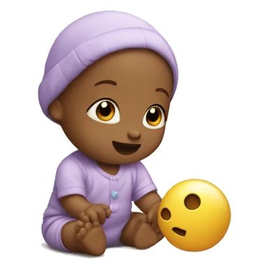 Baby playing with toy sticker