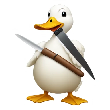 Duck holding knife sticker