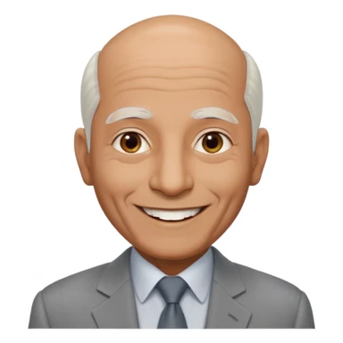 70 yr old man, almost bald, some white hair, pakistani, light grey business suit, big smile, dark skin, no moustache
 sticker