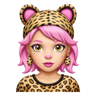 P!nk in leopard costumes with leopard headband sticker