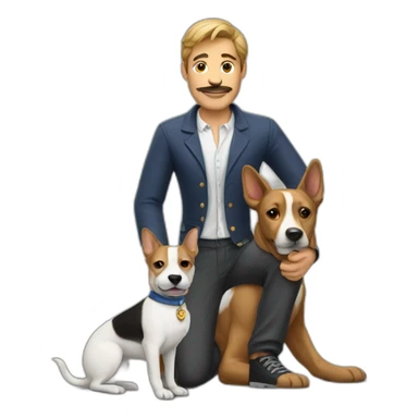 men with french dog sticker