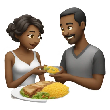 Wife gives husband food sticker