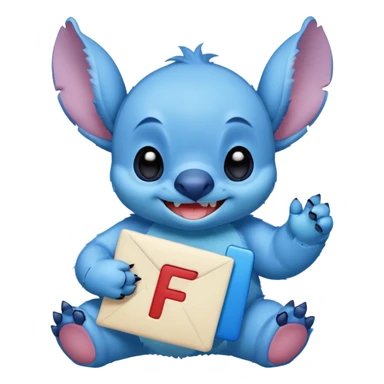 Stitch with the alphabet f sticker