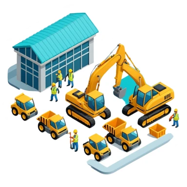 create isometric of cathay construction airport sticker