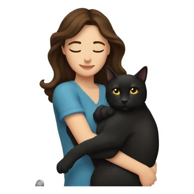 Brunette woman cuddling black cat sticker