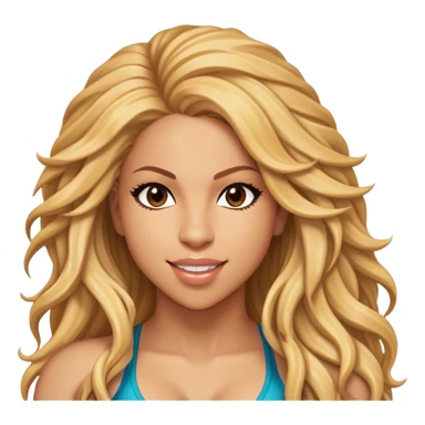 Cinematic Realistic Shakira Pop Culture Emoji, depicted with an energetic, dynamic portrayal of the global pop star rendered with lifelike textures and vibrant, charismatic lighting. sticker