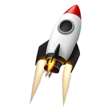 A black rocket that takes off, showing the symbol 0 sticker