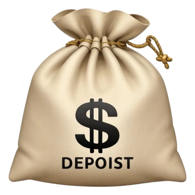 money bag with DEPOSIT written on it, bank deposit bag, dollar sign, canvas bag sticker