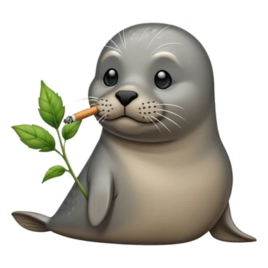 Grey slim seal Smoking weeds sticker