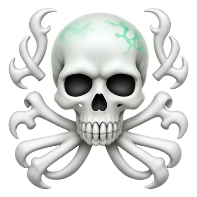 a poisonous cloud of gas, dark swamp color, with an image of a skull and two crossed bones behind the skull sticker