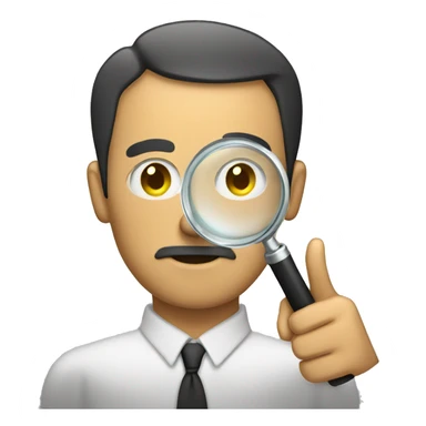 man with see through magnifying glass sticker