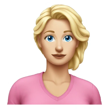 blue eyed blonde mom sweating , realistic pink sticker