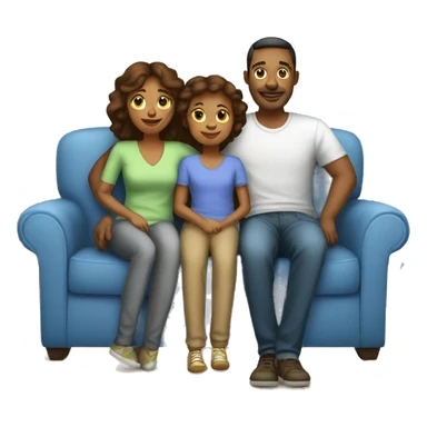 mom and dad and kid on couch sticker